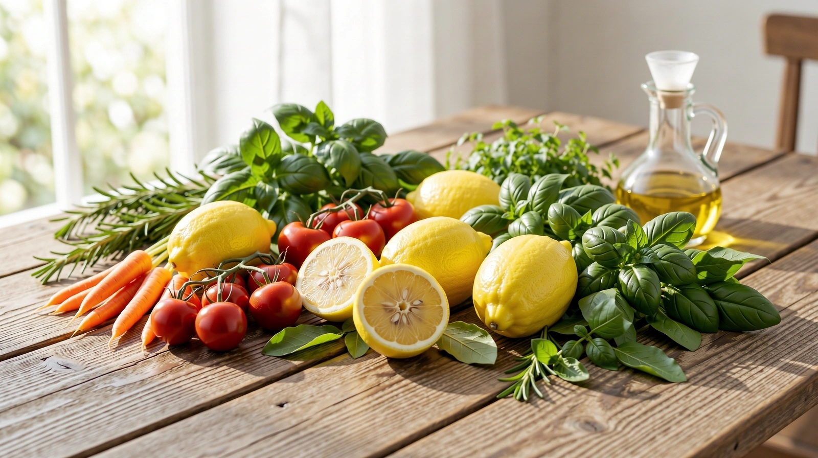 Frische gesunde Zutaten für eine ausgewogene Ernährung
